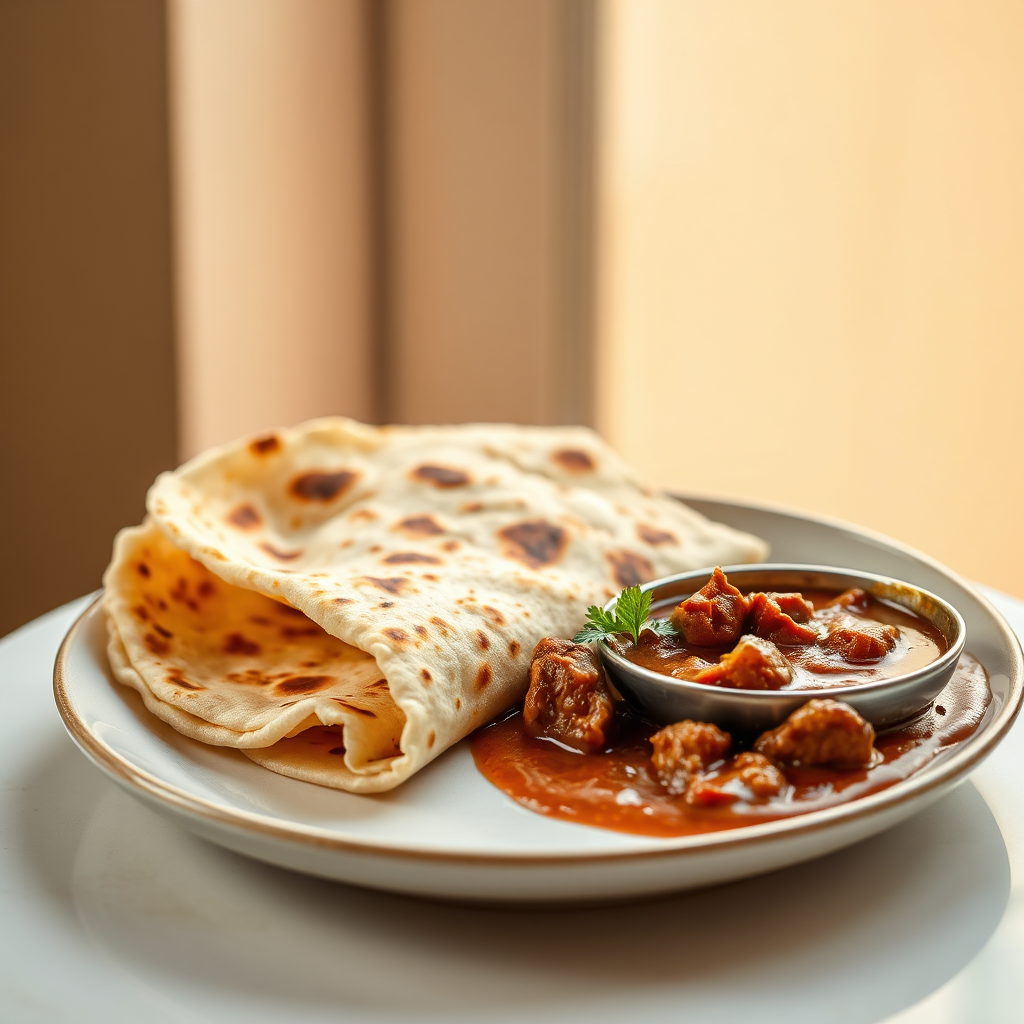 Paratha with beef curry