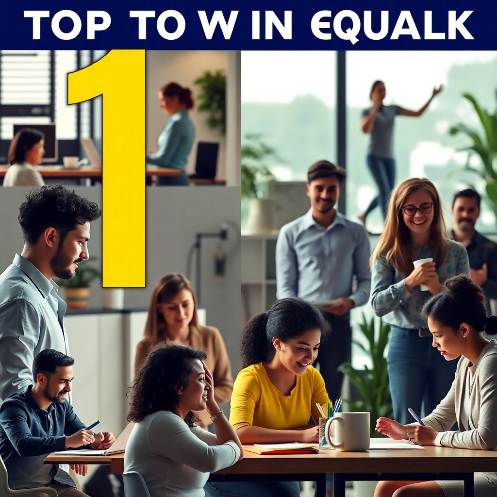 A diverse group of people engaged in various activities representing the top 10 goals in the U.K. Include scenes of a professional in an office, a person exercising, and someone budgeting at a table. Use a bright and optimistic tone.