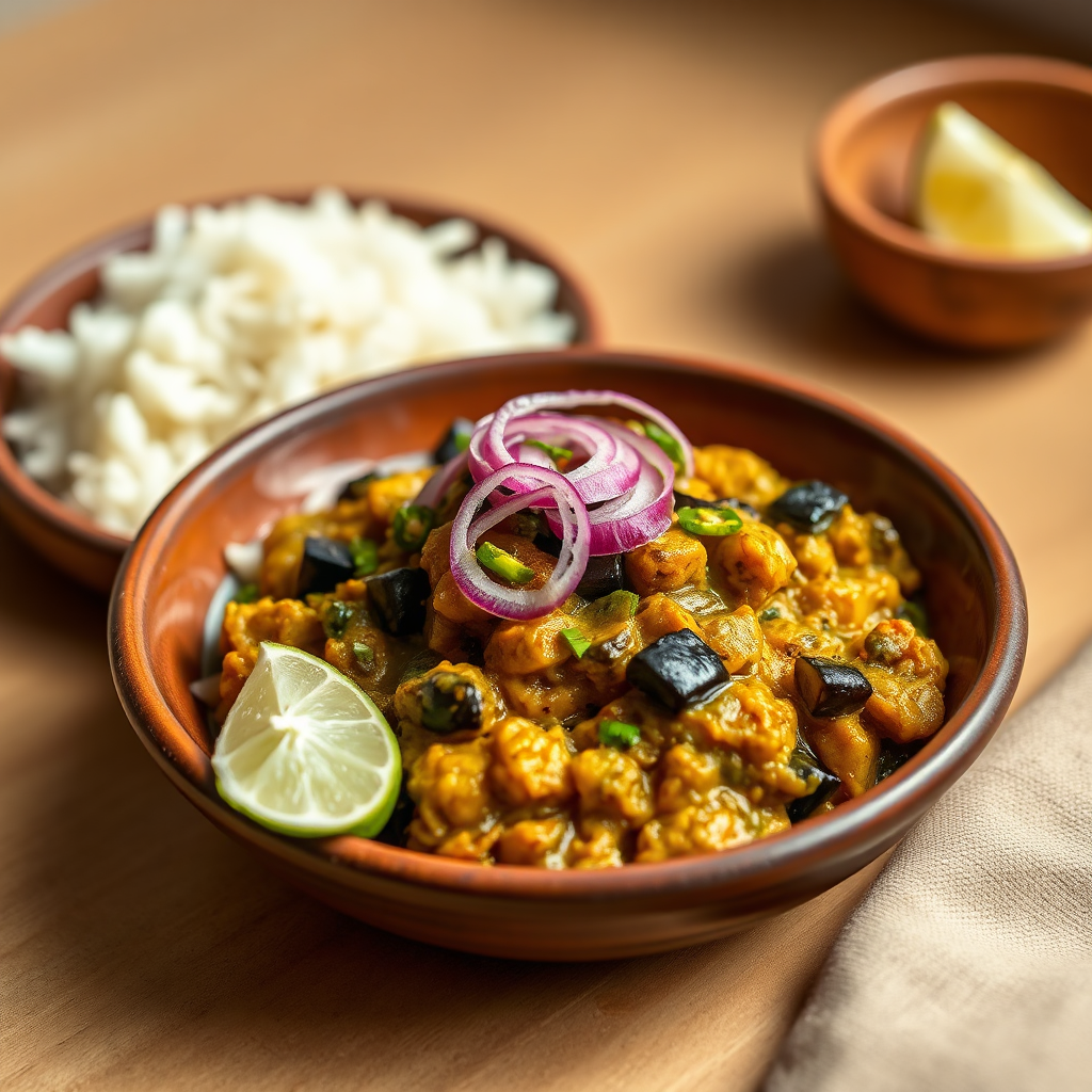 Bhorta bowl with mustard oil and chilies
