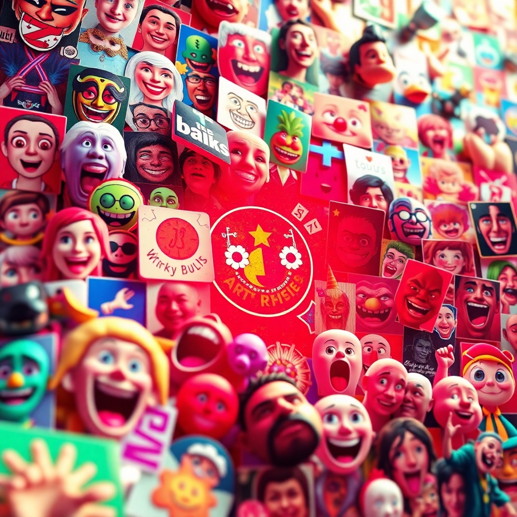 An engaging image displaying the blend of meme culture and AI technology. Featuring a multitude of popular memes and AI-generated images, the visualization is vibrant and dynamic. Bright lighting enhances creativeness, with a color palette rich in varied hues. The camera angle is dynamic, mixing close-ups and wide shots of engaging visuals. Textures are playful, combining digital art and real memes. Style references can draw from social media aesthetics.