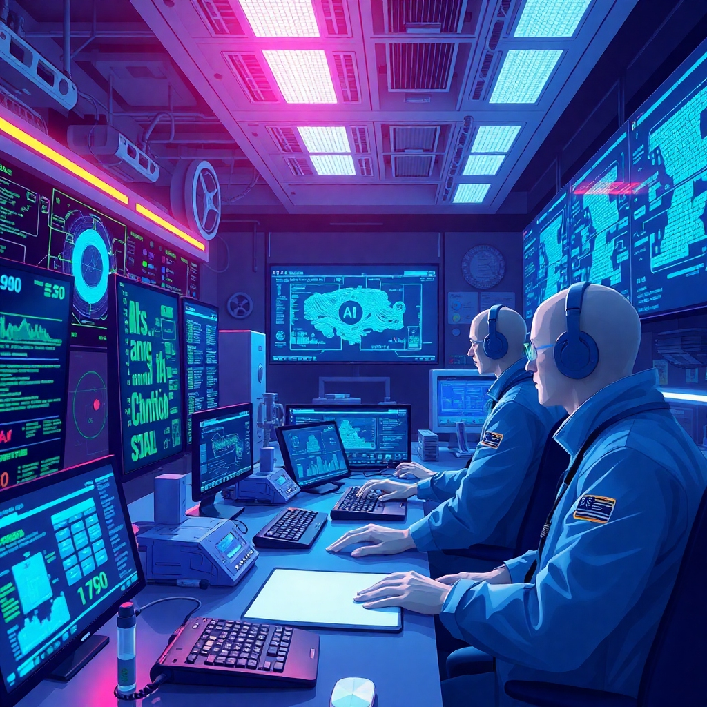 Illustrate a high-tech lab where researchers analyze data and simulations to explore AI consciousness. The setting should contain advanced technology, with monitors displaying complex algorithms. Bright, focused lighting should create an energetic atmosphere. Aim for a hyperrealistic representation that emphasizes the scientific approach to understanding AI potentials.
