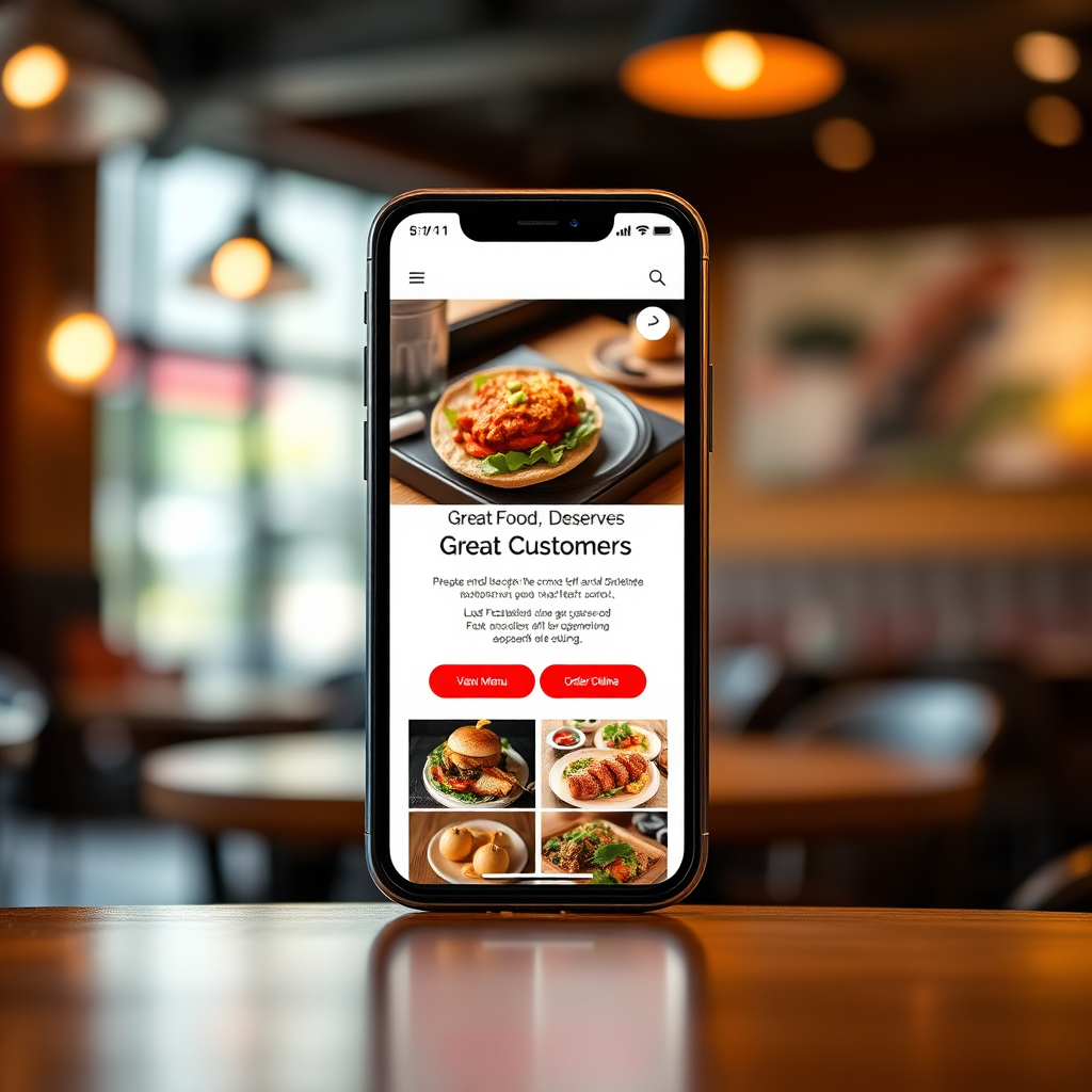 Example of a modern restaurant landing page on a smartphone