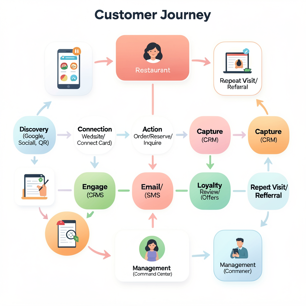 Restaurant customer journey flow diagram