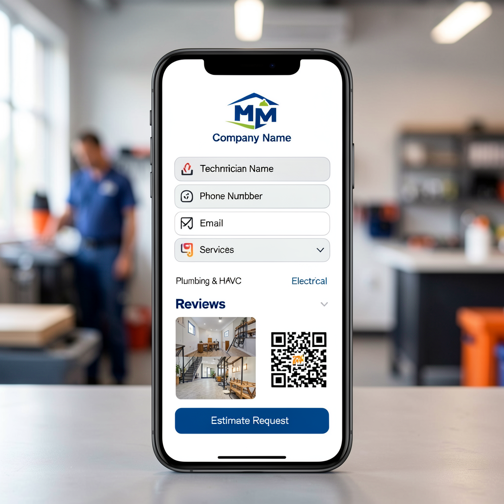 Smartphone displaying a digital business connect card