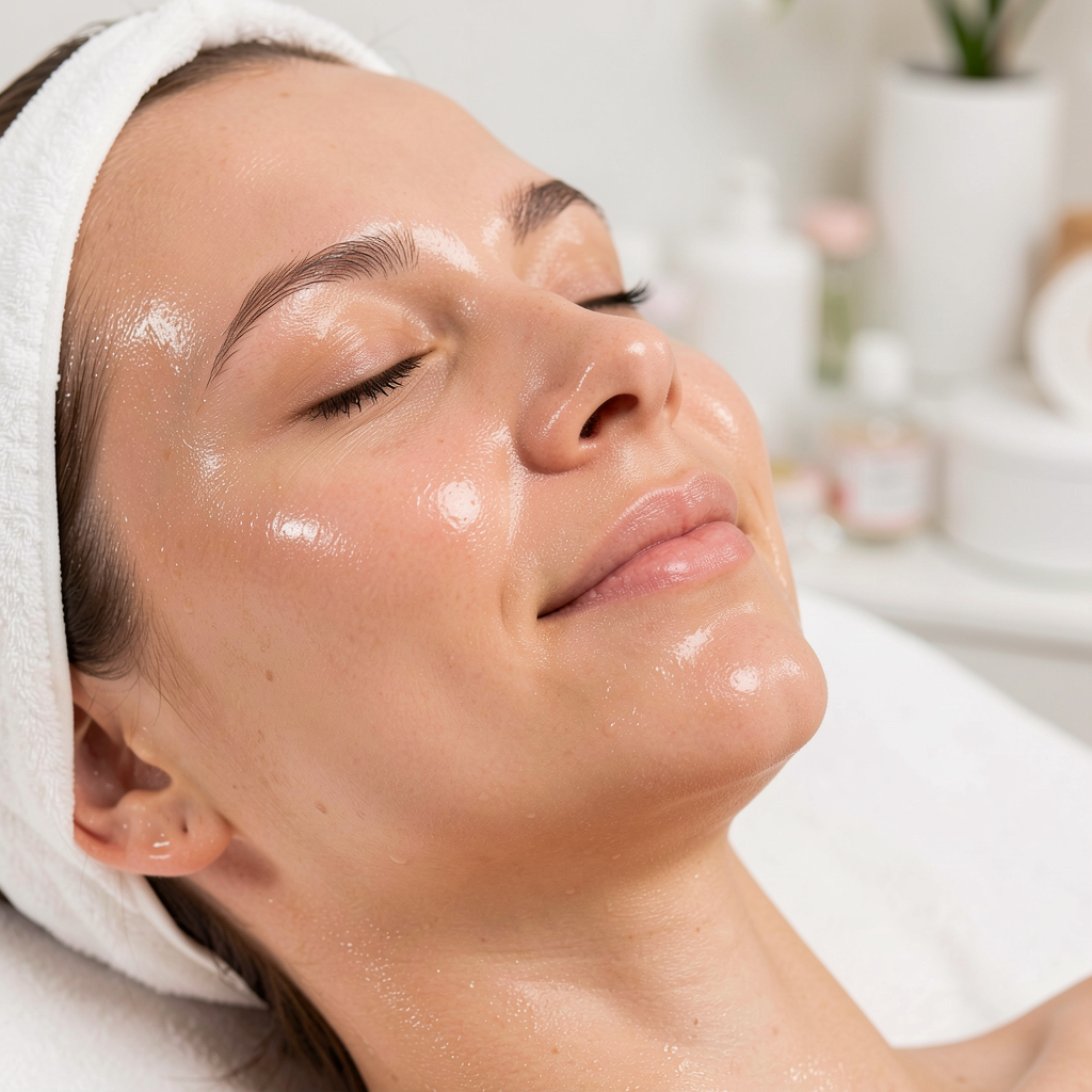 Professional facial skincare treatment.