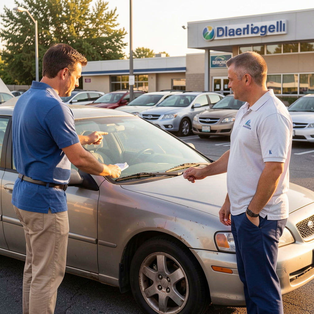 Customer inspecting vehicle