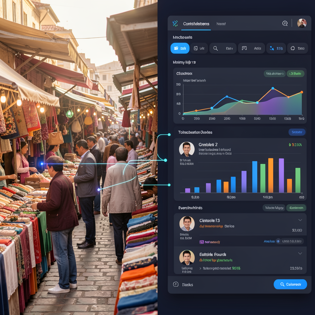 Flea market transforming into a digital marketplace dashboard