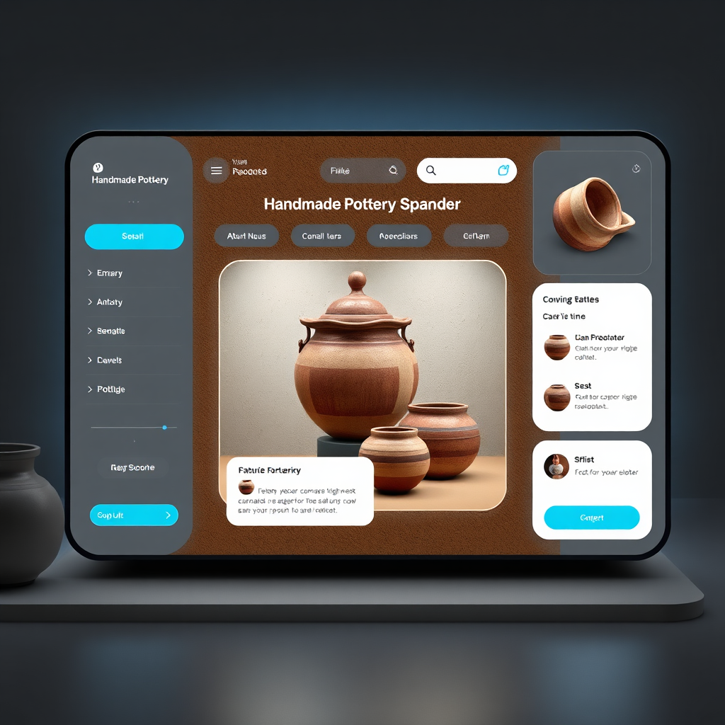 Digital storefront preview for handmade pottery