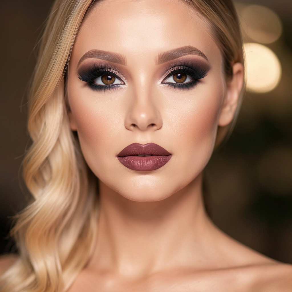 Professional evening makeup portrait.