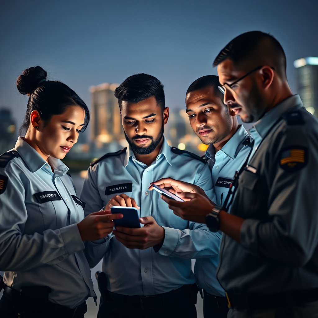Security guards using a mobile workforce management app