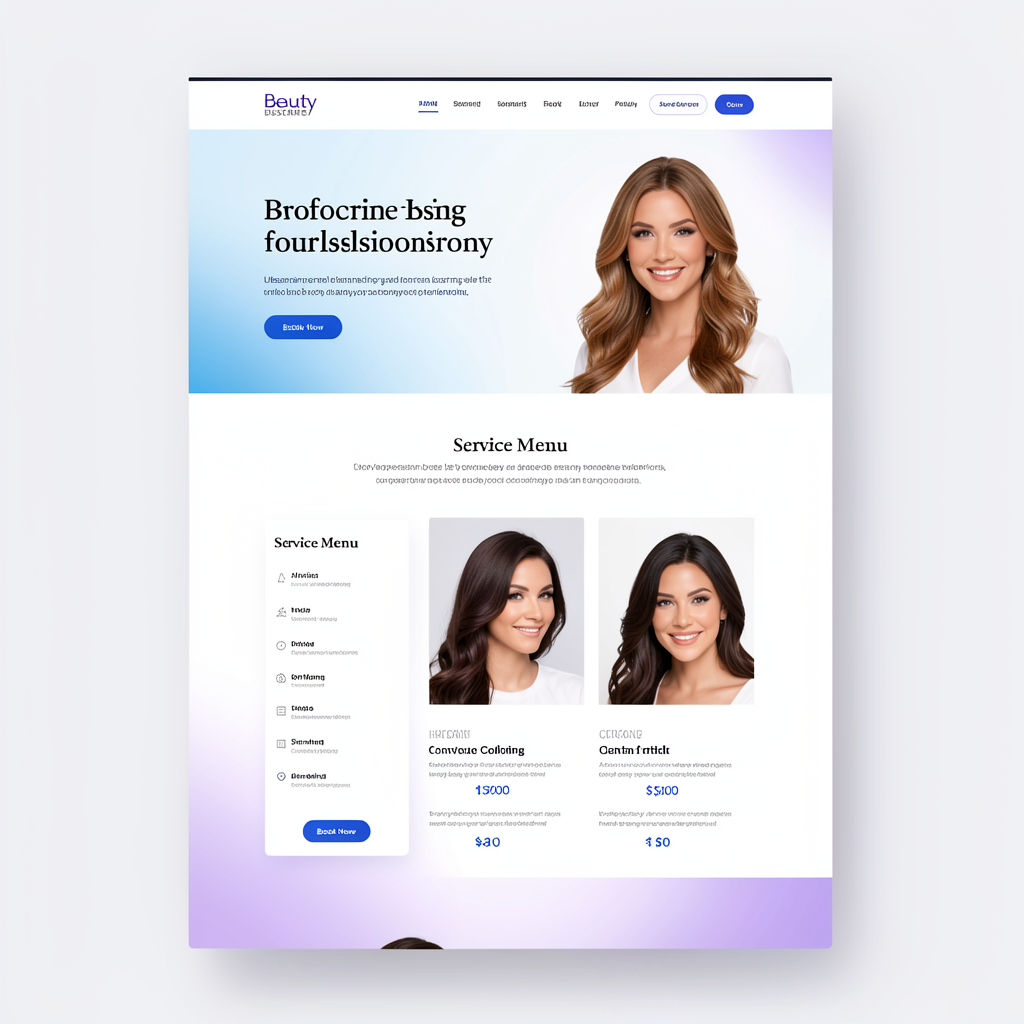 Desktop view of a professional beauty website.
