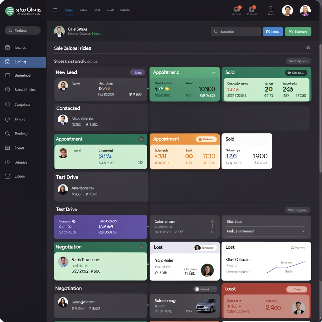 Dealership CRM sales pipeline dashboard