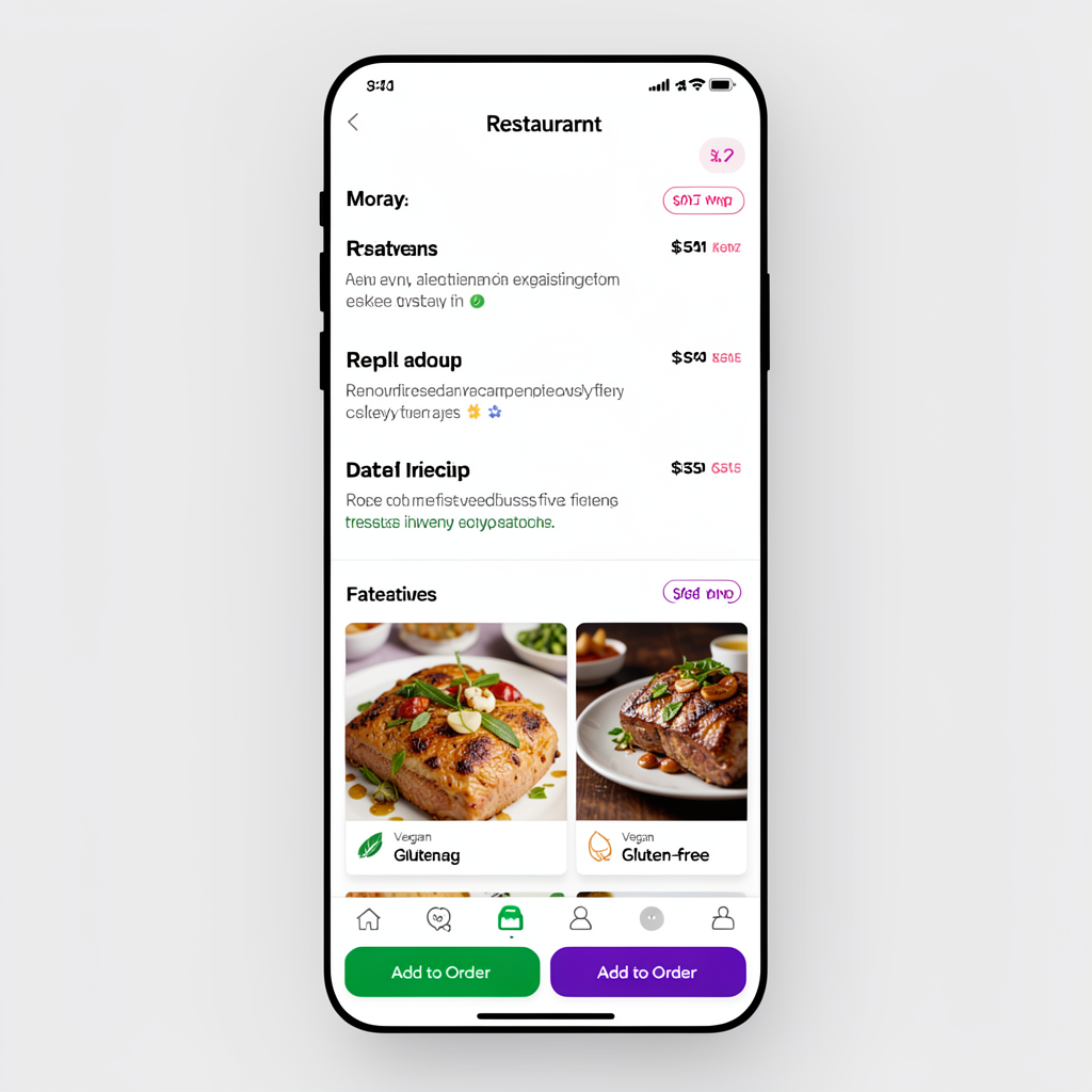 Detailed view of a restaurant digital menu on a mobile device