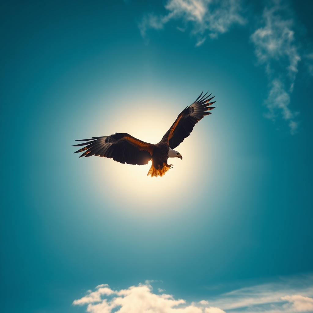 Eagle soaring in a vast sky symbolizing vision and freedom