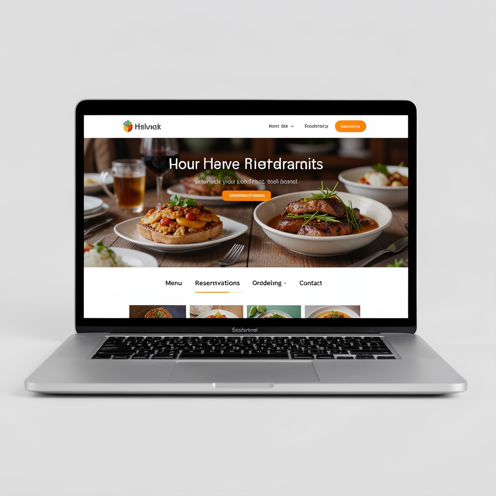 Restaurant website homepage on a laptop