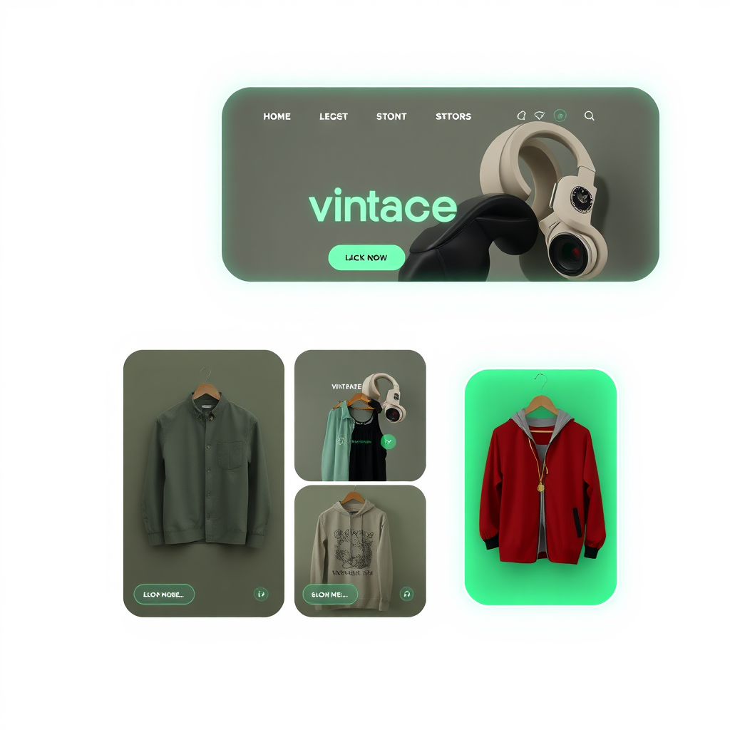 Digital storefront preview for vintage clothing
