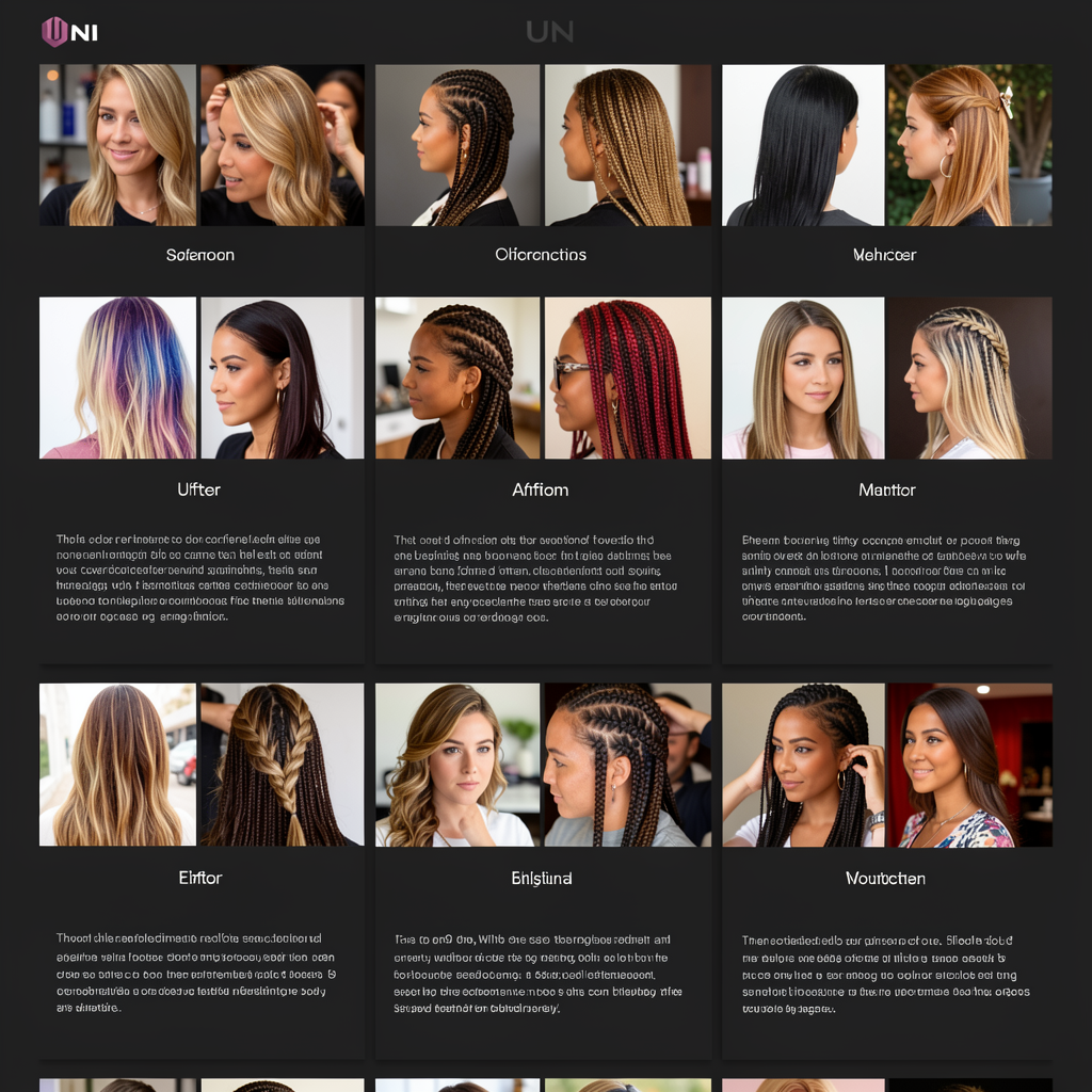 Portfolio gallery of hair transformations.