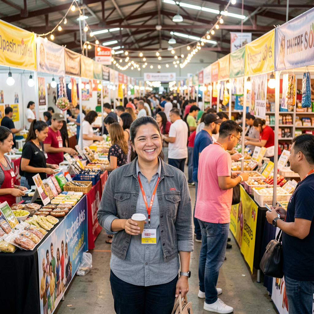 Diverse vendors at a marketplace