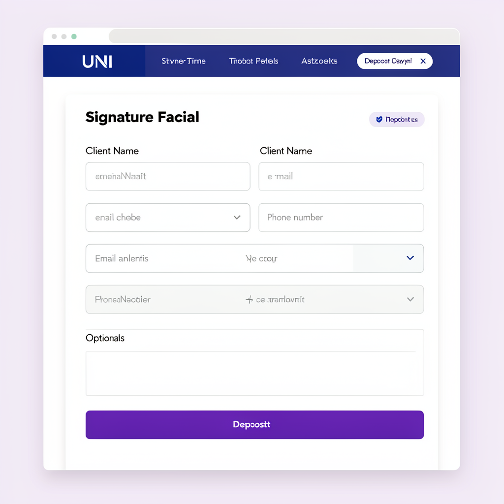 Online booking page interface.