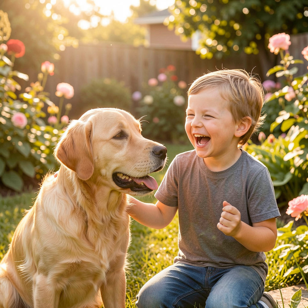 Playing with therapy dog