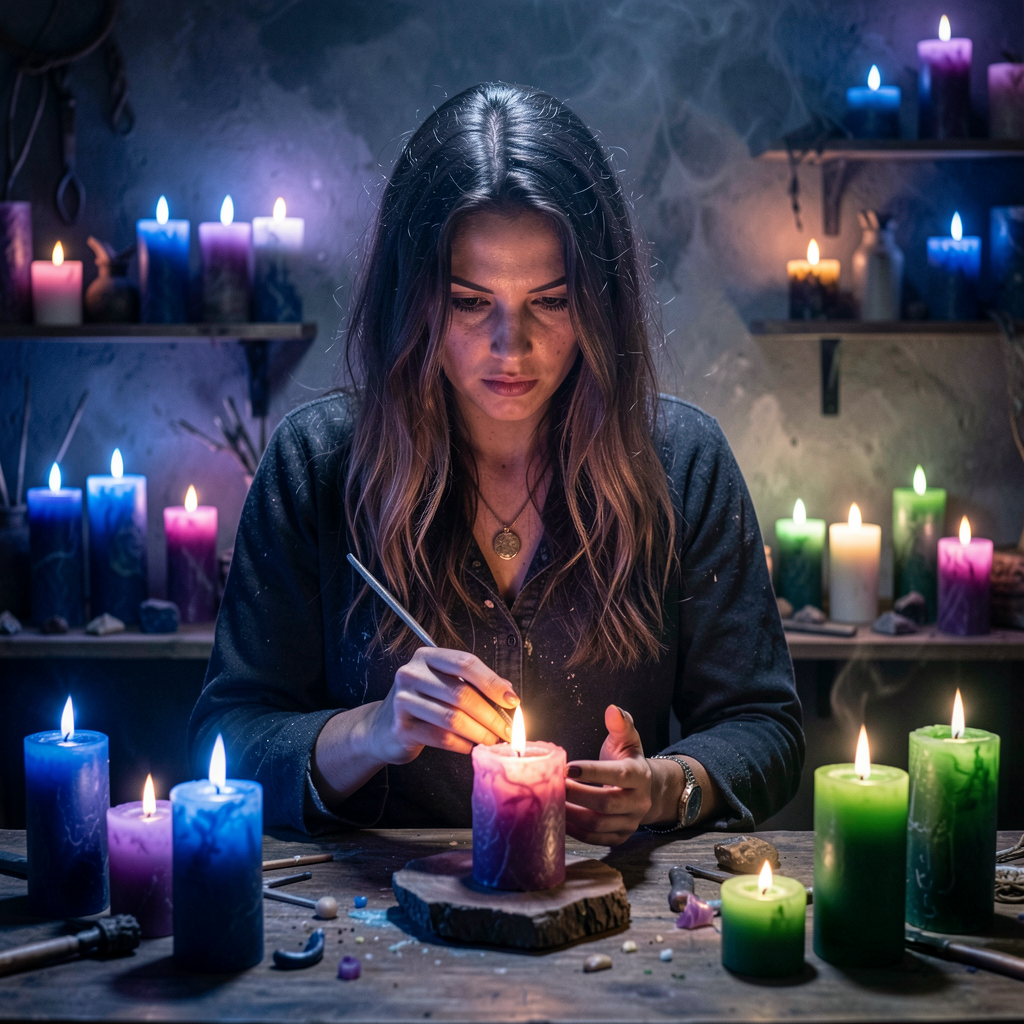 Master artisan crafting healing candles