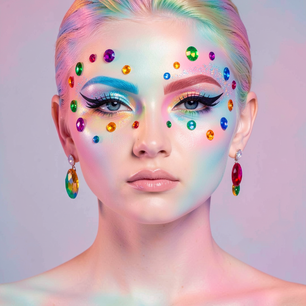 Avant-garde gemstone makeup