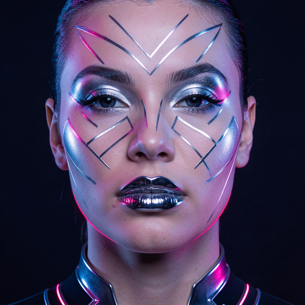 Futuristic cyber makeup