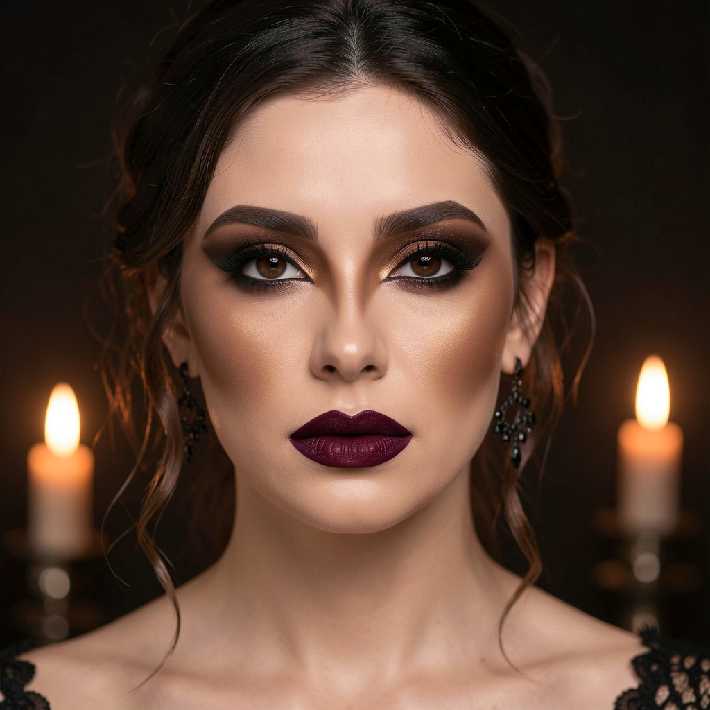 Dark romance bridal makeup