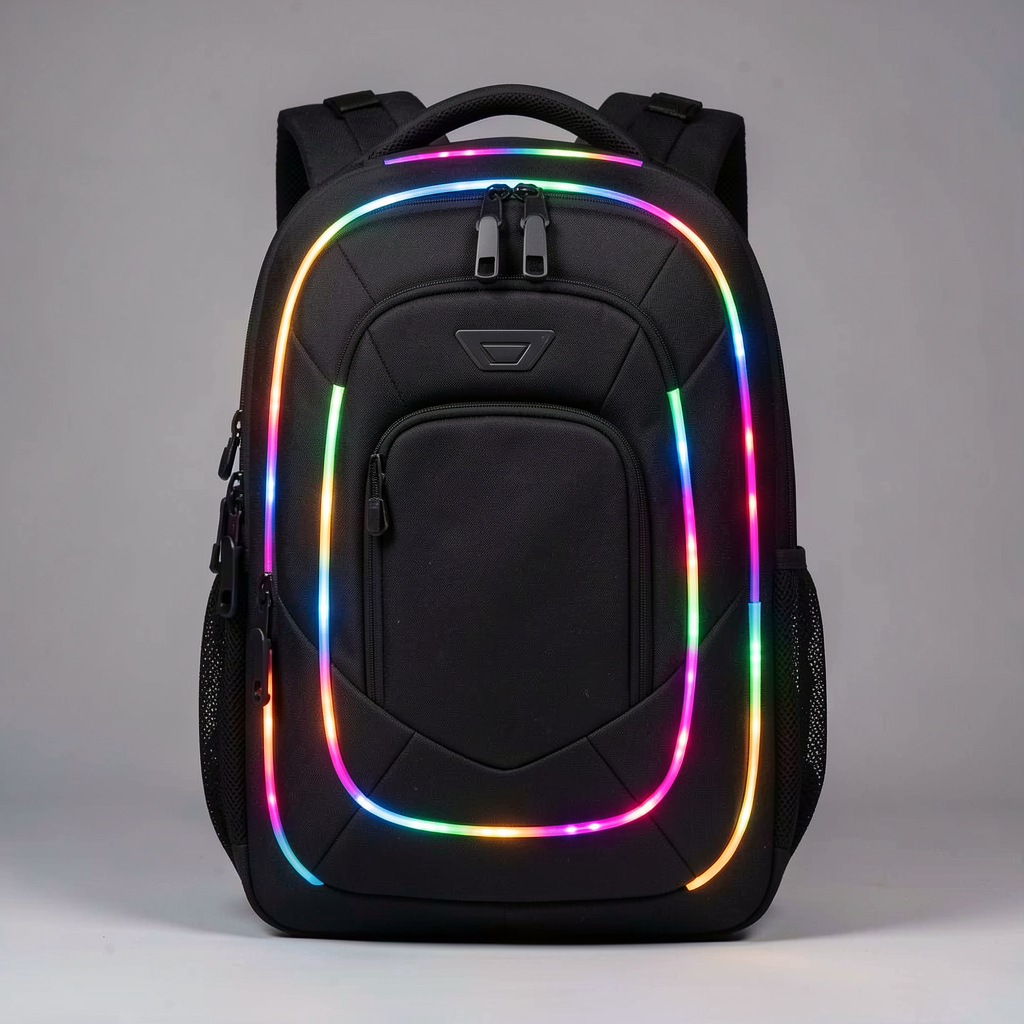 Gaming backpack with LED accents