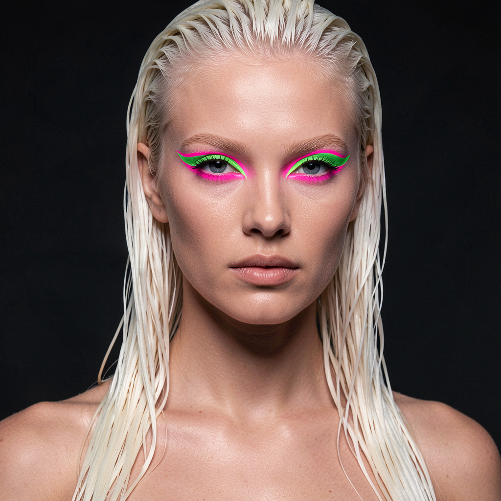 Editorial hair and makeup look