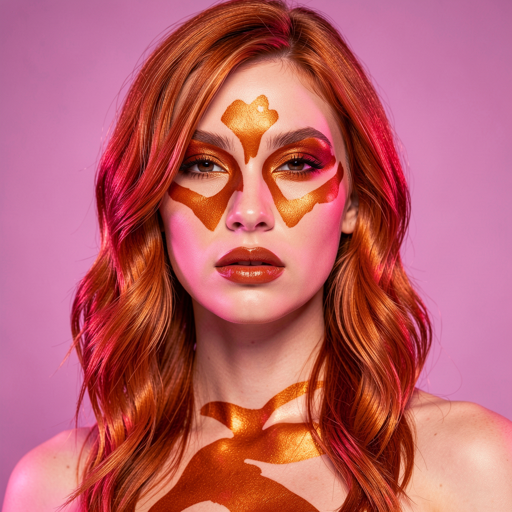 Copper hair and makeup look