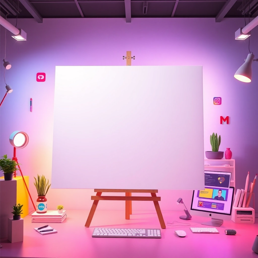 Visualize a blank canvas transforming into a fully functional and beautifully designed website. The scene should be vibrant and colorful, showcasing various design elements and user interface components. The lighting should be bright and dynamic, highlighting the creative process. The overall style should be modern and innovative, conveying expertise and craftsmanship.