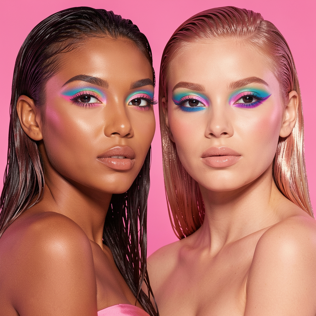 Colorful holographic editorial eyeshadow