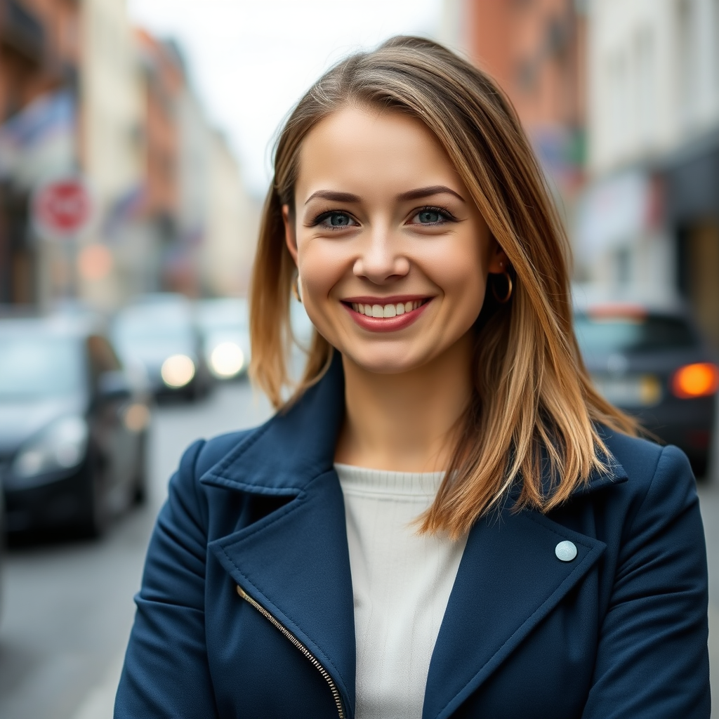 Driving instructor headshot, friendly professional woman in Dublin