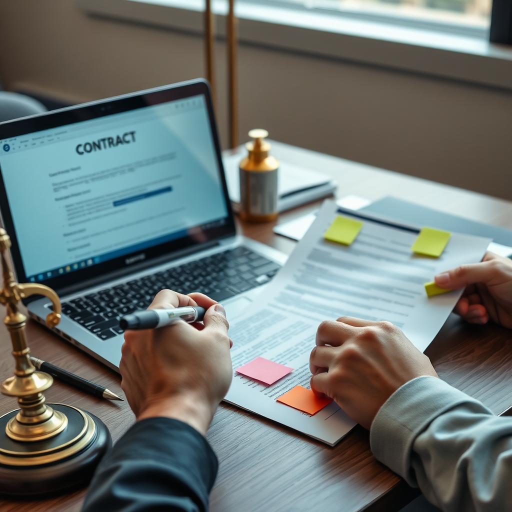 Professional workplace setting with documents representing employment law advice