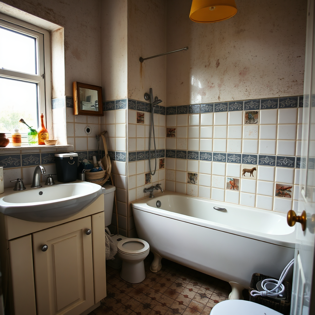 Before: dated family bathroom in Clontarf prior to renovation