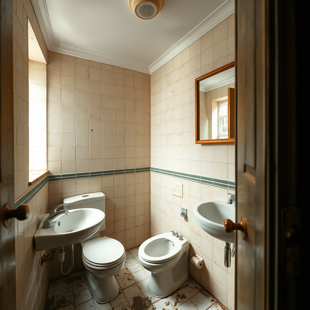 Before: outdated terrace home bathroom in Dublin prior to renovation