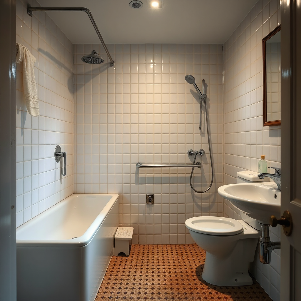 Before: bathroom requiring accessibility improvements in Donnybrook