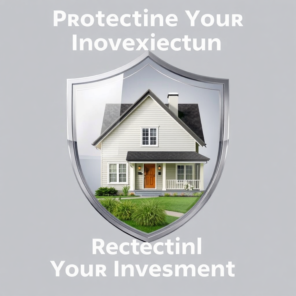 Visualize a house with a protective shield encompassing it, showcasing the importance of protecting your investment. The shield is transparent, allowing viewers to see the house and its features. Style: Protective, secure, and investment-focused, emphasizing the financial benefits of electrical inspections.