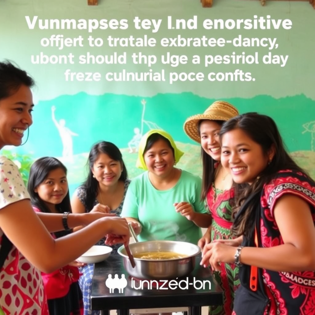 A group of travelers participating in a local cultural activity, such as a cooking class or traditional dance, highlighting the immersive and engaging experiences offered by Wanzia-bnb. Style: fun, interactive, immersive.