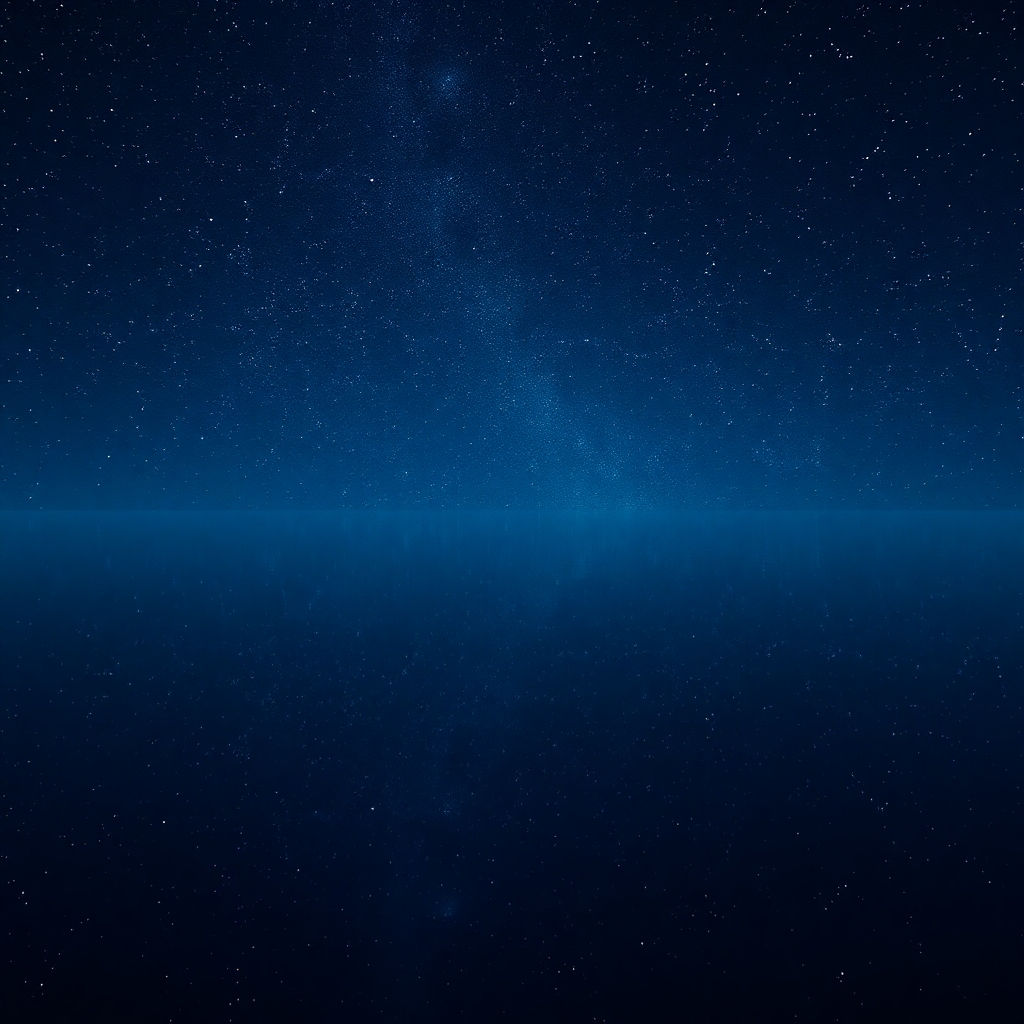 A photorealistic image of a calm, still lake reflecting a clear night sky filled with stars. The reflection is perfectly mirrored, creating a sense of harmony and balance. The image should evoke a sense of peace, tranquility, and connection to the universe. 4K resolution.