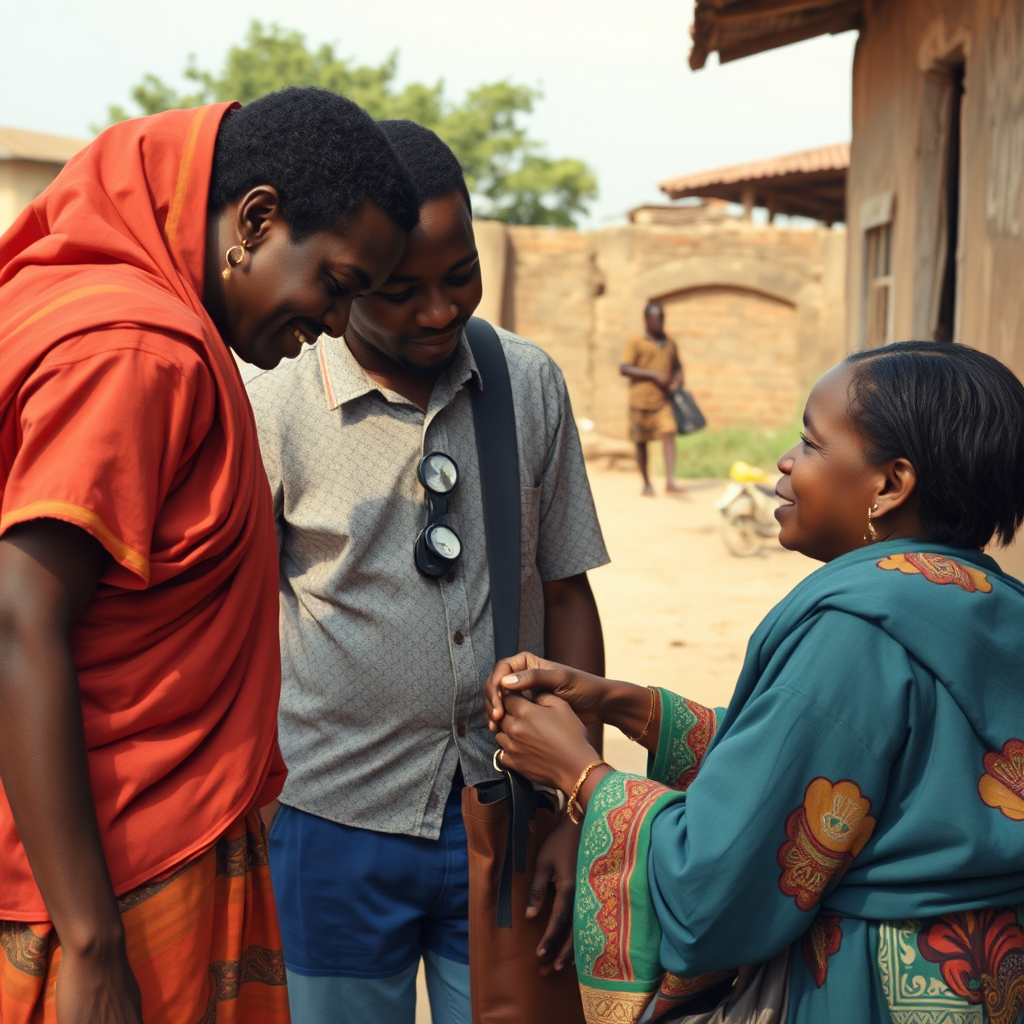 A scene depicting members of the diaspora reconnecting with their cultural heritage, showcasing the emotional and meaningful connections facilitated by Wanzia-bnb. Style: nostalgic, emotional, authentic.