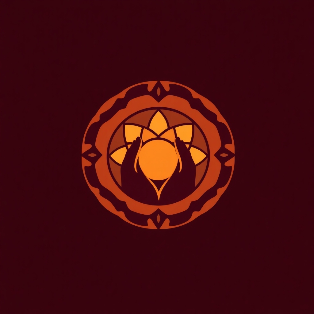 Conceptualize a logo representing feminine empowerment and community. The logo should feature interconnected circles or a stylized representation of women holding hands, forming a protective and supportive circle. Integrate a tagline that invites women to join a unique and transformative community. Use a color palette that evokes warmth, connection, and strength, such as sunset hues or deep jewel tones. The style should be welcoming and inspiring, drawing inspiration from tribal art and modern abstract designs. Clean vector graphics, 4k resolution.
