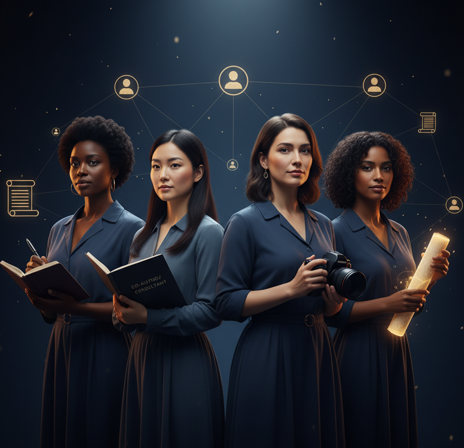 A photorealistic image of a world map constructed from interconnected human hands. Each hand represents a different culture and background. The lighting is soft and diffused, creating a sense of unity and connection. The color palette is warm and inviting, featuring shades of brown, green, and blue. The camera angle is aerial, capturing the entire map in a wide shot. 4K resolution, highly detailed.