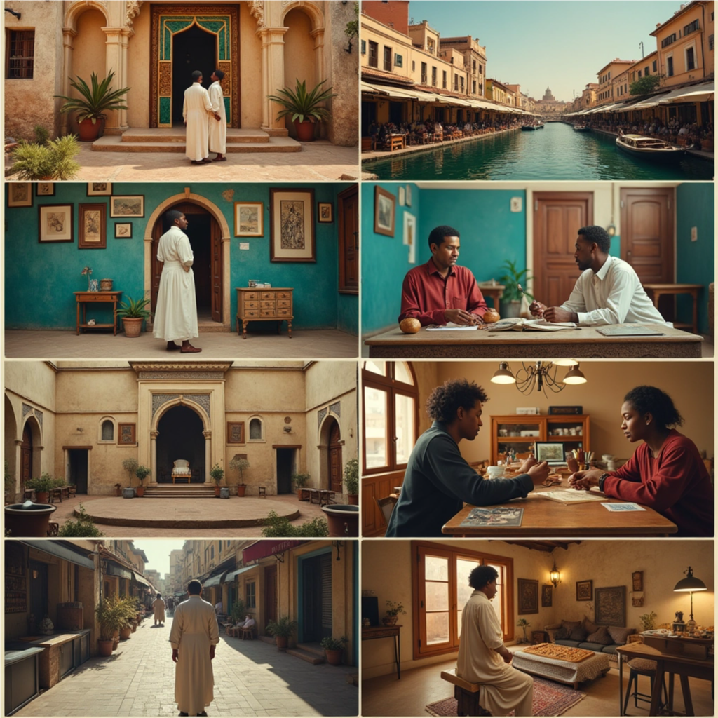 A photorealistic image representing Wanzia Books. The composition centers around an open book radiating a soft, golden light that illuminates a diverse group of readers of various ages and ethnicities, all smiling and engaged. The background should subtly blend into a bookshelf with various Wanzia Books titles on display. The color palette should be warm and inviting, using earth tones and vibrant hues from the book covers. The camera angle is slightly elevated, providing an overview of the scene. Textures should emphasize the feel of paper, leather, and human connection. Style reference: Norman Rockwell meets modern digital art. Technical specs: 4K resolution, high quality, vibrant colors.