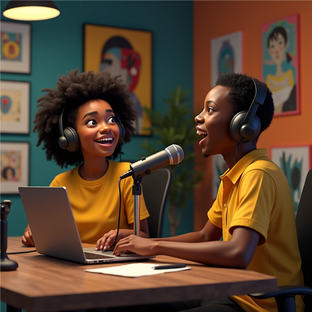 A digital painting of Wanzia interacting with readers in a virtual setting. The scene should depict a live online event, with Wanzia answering questions and engaging with fans. The background should be a stylized representation of the Wanzia Books website. Use a color palette that is vibrant and energetic. The overall feel should be interactive and engaging. Style reference: Digital art with a touch of comic book aesthetics. Technical specs: 4K resolution, digital painting, vibrant colors.