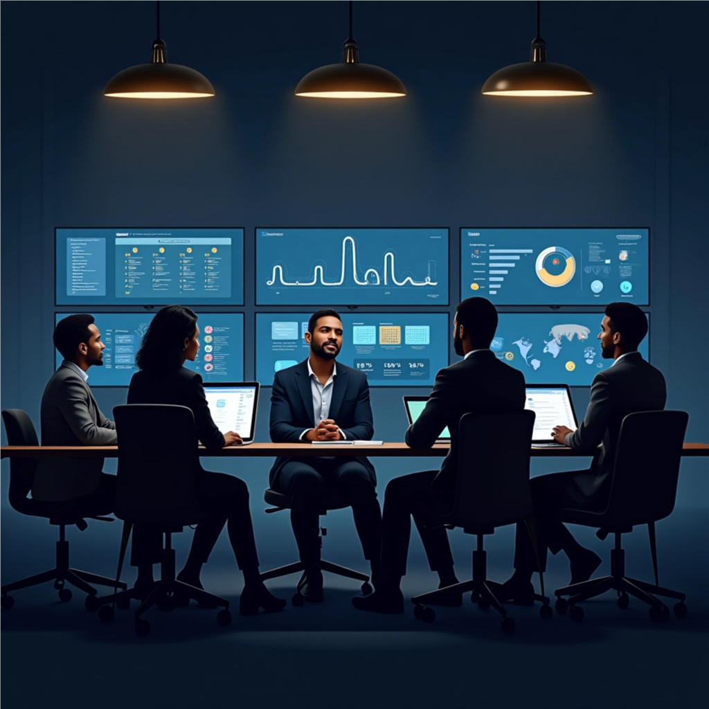 Stylized vector art showing a rocket ship launching upwards. The rocket is labeled 'Business Growth' and is powered by a digital stream emanating from a laptop displaying the WANZU KAZI logo. Bold, vibrant colors. Simplified forms.