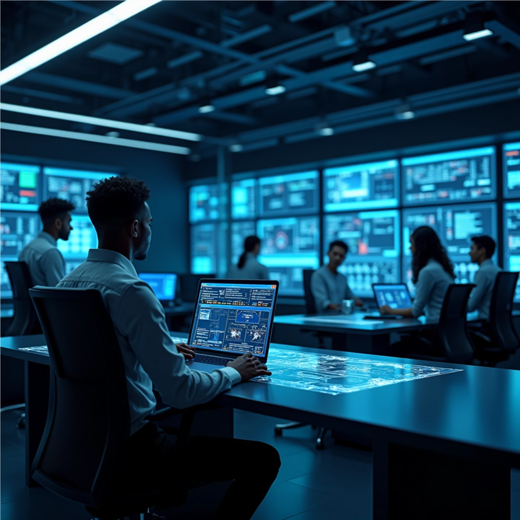 A map of a fictional 'Nation' covered in glowing nodes representing businesses powered by WANZU KAZI. The nodes are interconnected by data streams, symbolizing a thriving network. Stylized, infographic-style. 4k Resolution.