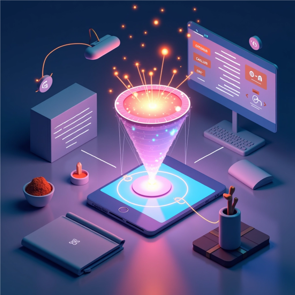 A photorealistic image of a digital net catching leads in the form of glowing orbs. The net is intricately designed and represents the automated system. The background is a starry sky, symbolizing the vast potential of lead generation. The color palette is vibrant and energetic, with a focus on attracting the eye. The image should convey the idea of capturing valuable leads through effective automation.