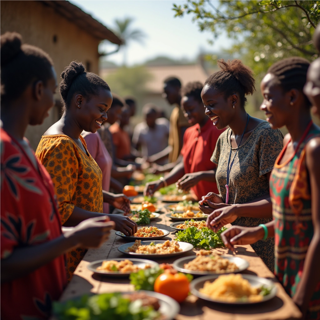 A group of travelers participating in a local cultural activity, such as a cooking class or traditional dance, highlighting the immersive and engaging experiences offered by Wanzia-bnb. Style: fun, interactive, immersive.